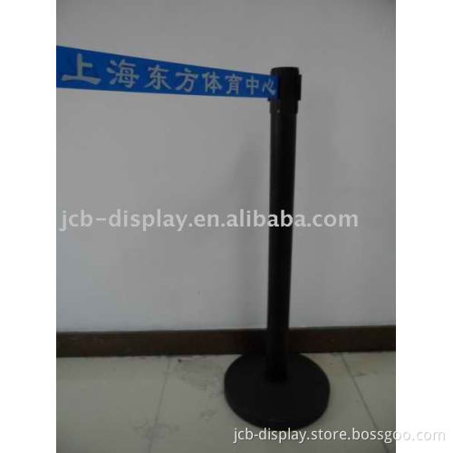 black iron post with blue belt pedestrian barrier(JCB-G02)